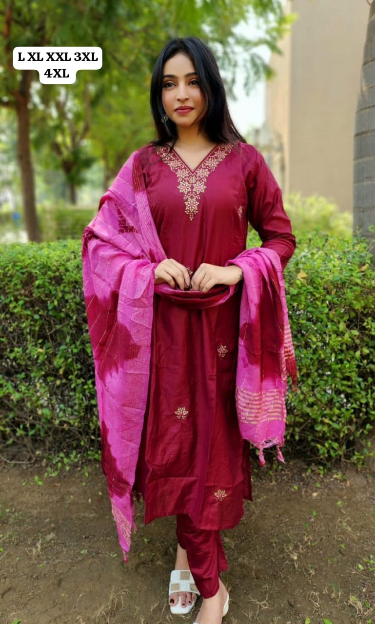 Virat Designer V Neck Kurti With Bottom Dupatta Catalog